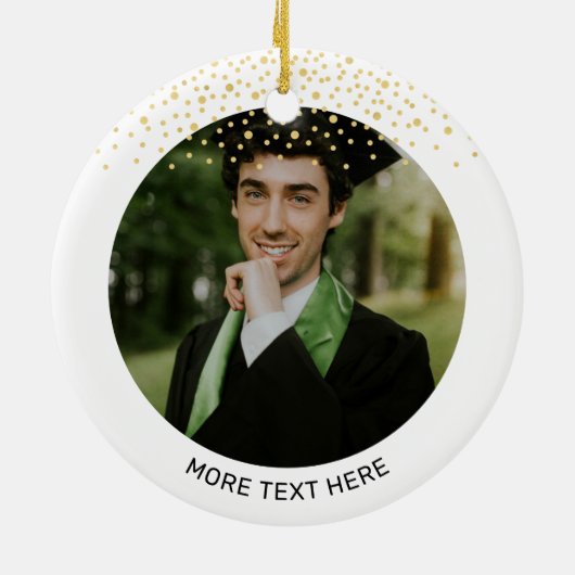 Goud | Moderne Foto Afstuderen Kerstcadeau Keramisch Ornament (Achterkant)