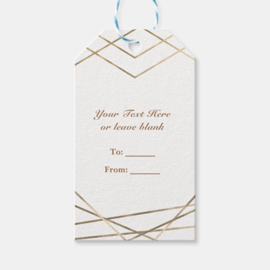 Goud Moderne Geometrische Lijnen Glam Party Favor Cadeaulabel (Voorkant)