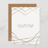 Goud Moderne geometrische lijnen opslaan Datum Aankondigingskaart (Voorkant / Achterkant)