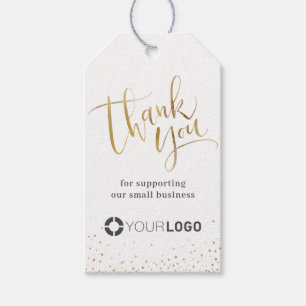 Goud Moderne kalligrafie business dank u Cadeaulabel