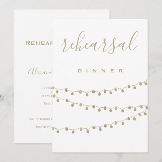 Goud-moderne lampen repetitief diner uitnodigingen (Voorkant / Achterkant)