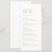 Goud Moderne Minimalistische Typografie Bruiloft Menu (Voorkant / Achterkant)
