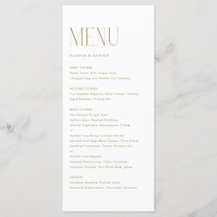 Goud Moderne Minimalistische Typografie Bruiloft Menu
