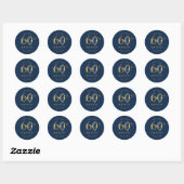 Goud Moderne Script 60e Verjaardagsfeestje Marineb Ronde Sticker (Vel)
