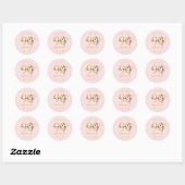 Goud Moderne Script 90ste Verjaardagsfeest Roze Ronde Sticker (Vel)