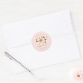 Goud Moderne Script 90ste Verjaardagsfeest Roze Ronde Sticker (Envelop)