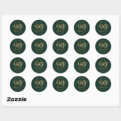 Goud Moderne Script 90ste Verjaardagsfeestje Groen Ronde Sticker (Vel)