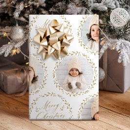 Goud Moderne Script Prettig Kerstmis Familie 6 fot Cadeaupapier