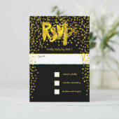 Goud Moderne Typografie Bruiloft RSVP Kaartje (Staand voorkant)
