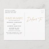 Goud | Moderne typografie Foto slaat de datum op Aankondigingskaart (Achterkant)