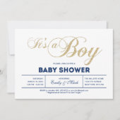 Goud | Moderne typografie Het is een Baby shower v Kaart (Voorkant)