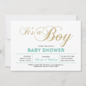 Goud | Moderne typografie Het is een Baby shower v Kaart (Voorkant)