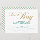 Goud | Moderne typografie Het is een Baby shower v Kaart (Voorkant / Achterkant)