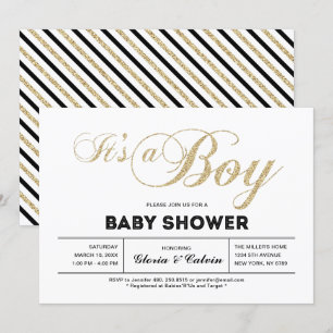 Goud Moderne typografie Het is een jongen Baby B Kaart