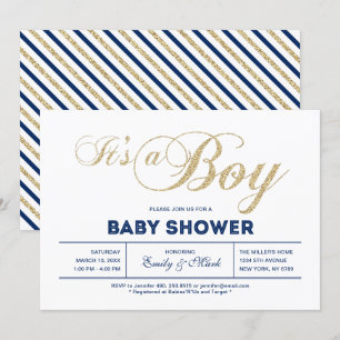 Goud   Moderne typografie Het is een jongen babybo Kaart