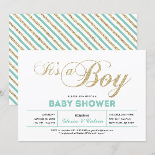 Goud Moderne typografie Het is een jongens babys Kaart