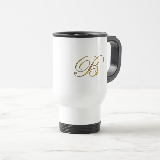 Goud monogram B Koffiebuizen en -stammen Reisbeker (Voorkant rechts)