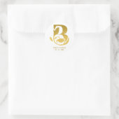 Goud Monogram Bloemen Initiaal Letter B Bruiloft Ronde Sticker (Tas)