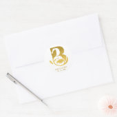 Goud Monogram Bloemen Initiaal Letter B Bruiloft Ronde Sticker (Envelop)