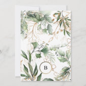Goud monogram Botanische Eucalyptus Moss Wedding Kaart (Achterkant)