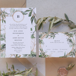 Goud monogram Botanische Eucalyptuscirkels Kaart