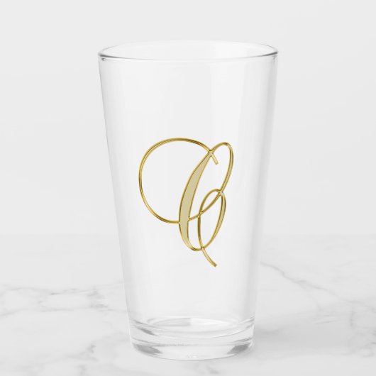 Goud monogram C, Letter C-glas Glas (Voorkant)