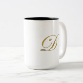 Goud monogram D-Mokken en -steins Tweekleurige Koffiemok (Voorkant rechts)