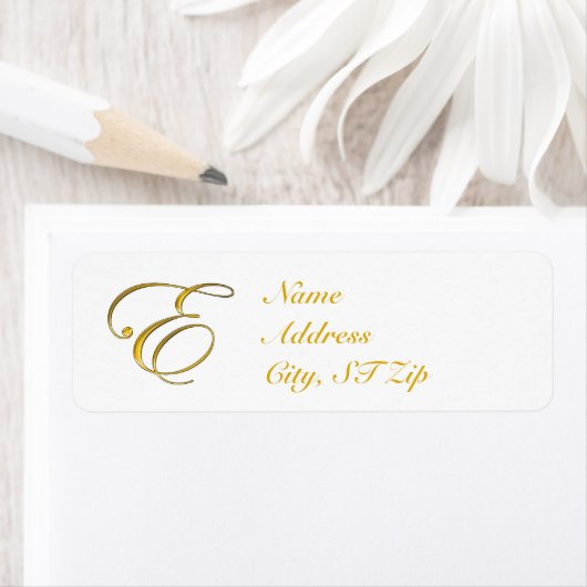 Goud monogram E Adresetiketten Etiket (Insitu)
