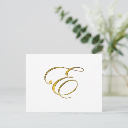 Goud monogram E Briefkaart (Staand voorkant)