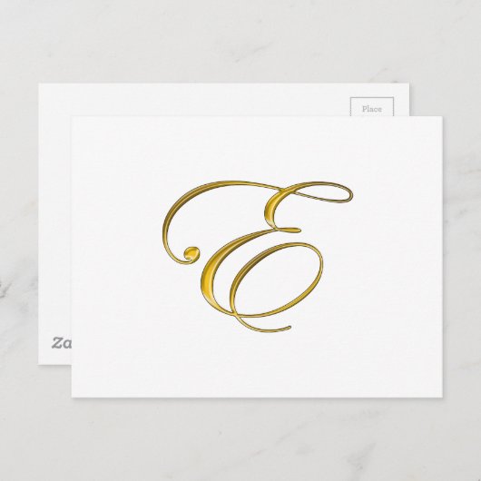 Goud monogram E Briefkaart (Voorkant / Achterkant)