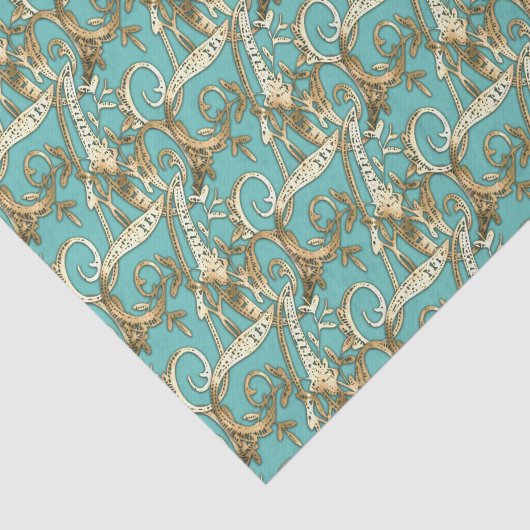 Goud Monogram Een Weefseldocument Tissuepapier (Detail)