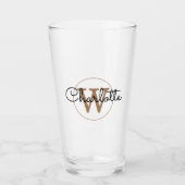 Goud Monogram Elegant Girly Script Glas (Voorkant)