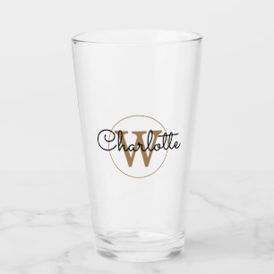 Goud Monogram Elegant Girly Script Glas