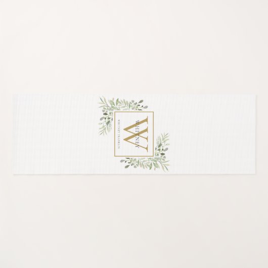 Goud Monogram Elegant Modern Groen Zwart Wit Yogamat (Voorkant (horizontaal))
