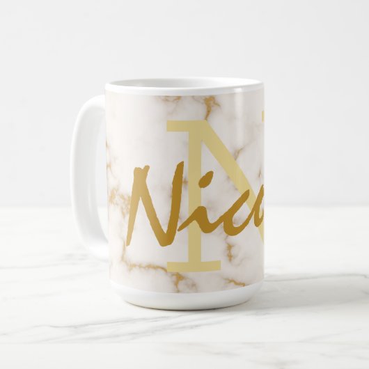 Goud monogram en Initiaal Koffiemok (Voorkant links)
