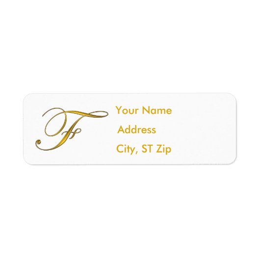 Goud monogram F Adresetiket Etiket (Voorkant)