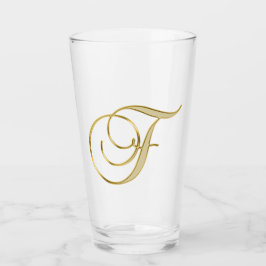 Goud monogram F Glass Glas