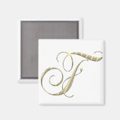 Goud monogram F Initiaal Magneet (Voorkant / Achterkant)