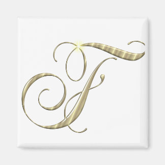 Goud monogram F Initiaal Magneet