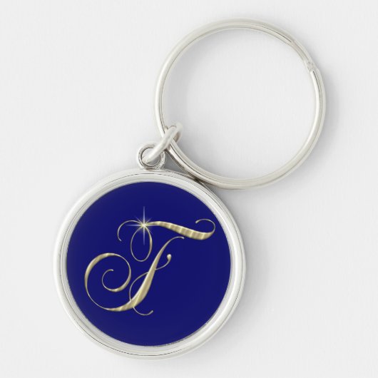 Goud monogram F Initiaal Sleutelhanger (Voorkant)