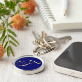 Goud monogram F Initiaal Sleutelhanger (Zijkant)