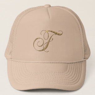 Goud monogram F Initiaal Trucker Pet