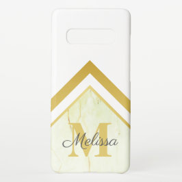 Goud monogram Geometrische marmer iPhone 16 Hoesje