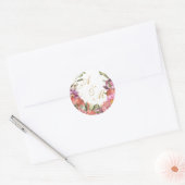 Goud MONOGRAM, GEPERSONALISEERD met lijst van bloe Ronde Sticker (Envelop)