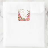 Goud MONOGRAM, GEPERSONALISEERD met lijst van bloe Vierkante Sticker (Tas)