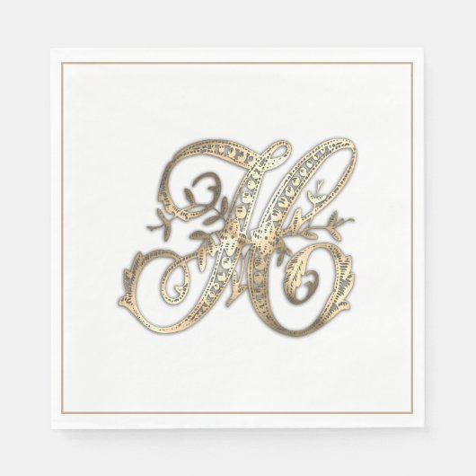   Goud Monogram H Servet (Voorkant)