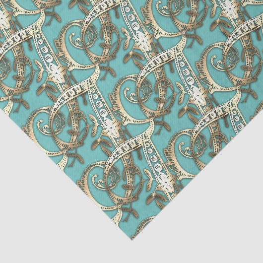 Goud Monogram I Weefseldocument Tissuepapier (Detail)