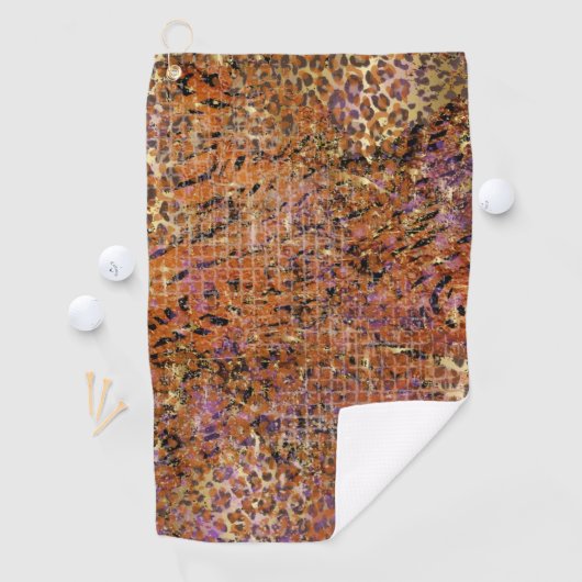 Goud monogram Initiaal en naam op luipaard Golfhanddoek (Insitu)