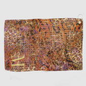 Goud monogram Initiaal en naam op luipaard Golfhanddoek (Horizontaal)