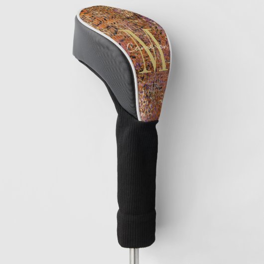 Goud monogram Initiaal en naam op luipaard Golfheadcover (Schuin)